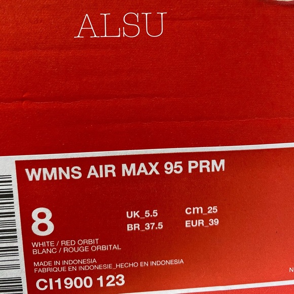 Nike Air Max 95 PRM Black Red Leather W AUTHENTIC - Picture 8 of 8